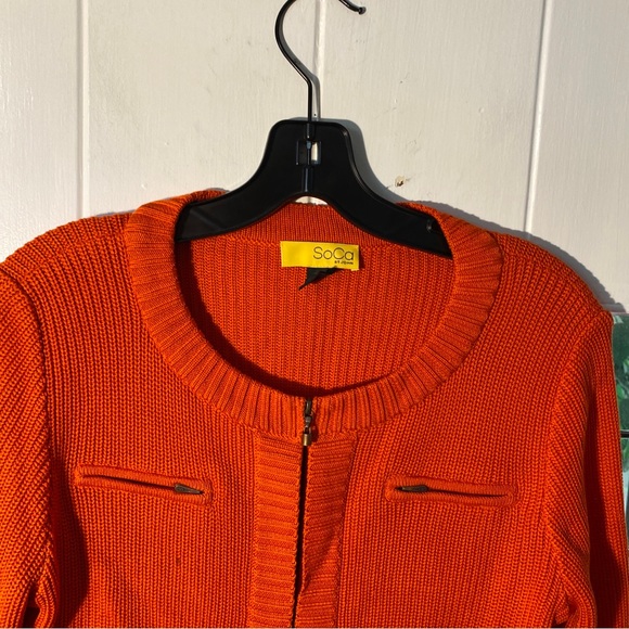 (1) Trendy Orange SoCa St. John Zip-Up Cardigan Jacket Women’s Size Large - Picture 8 of 16